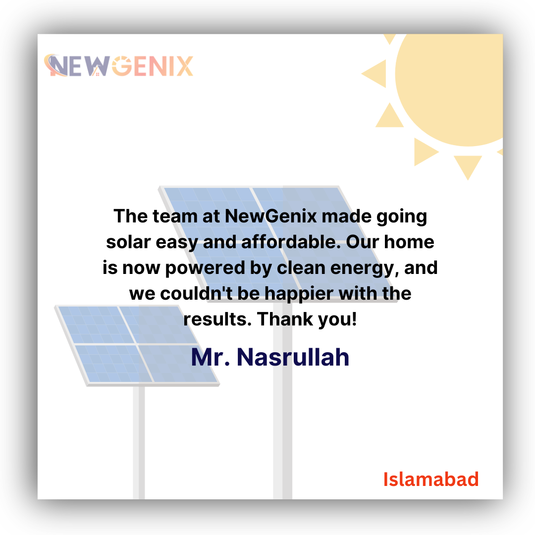 Choosing NewGenix for our solar panel project was the best decision. The installation process was smooth, and we've seen immediate savings on our electricity bills. Fantastic service all around! (2)