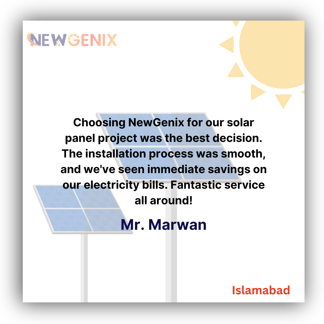 Choosing NewGenix for our solar panel project was the best decision. The installation process was smooth, and we've seen immediate savings on our electricity bills. Fantastic service all around! (3)