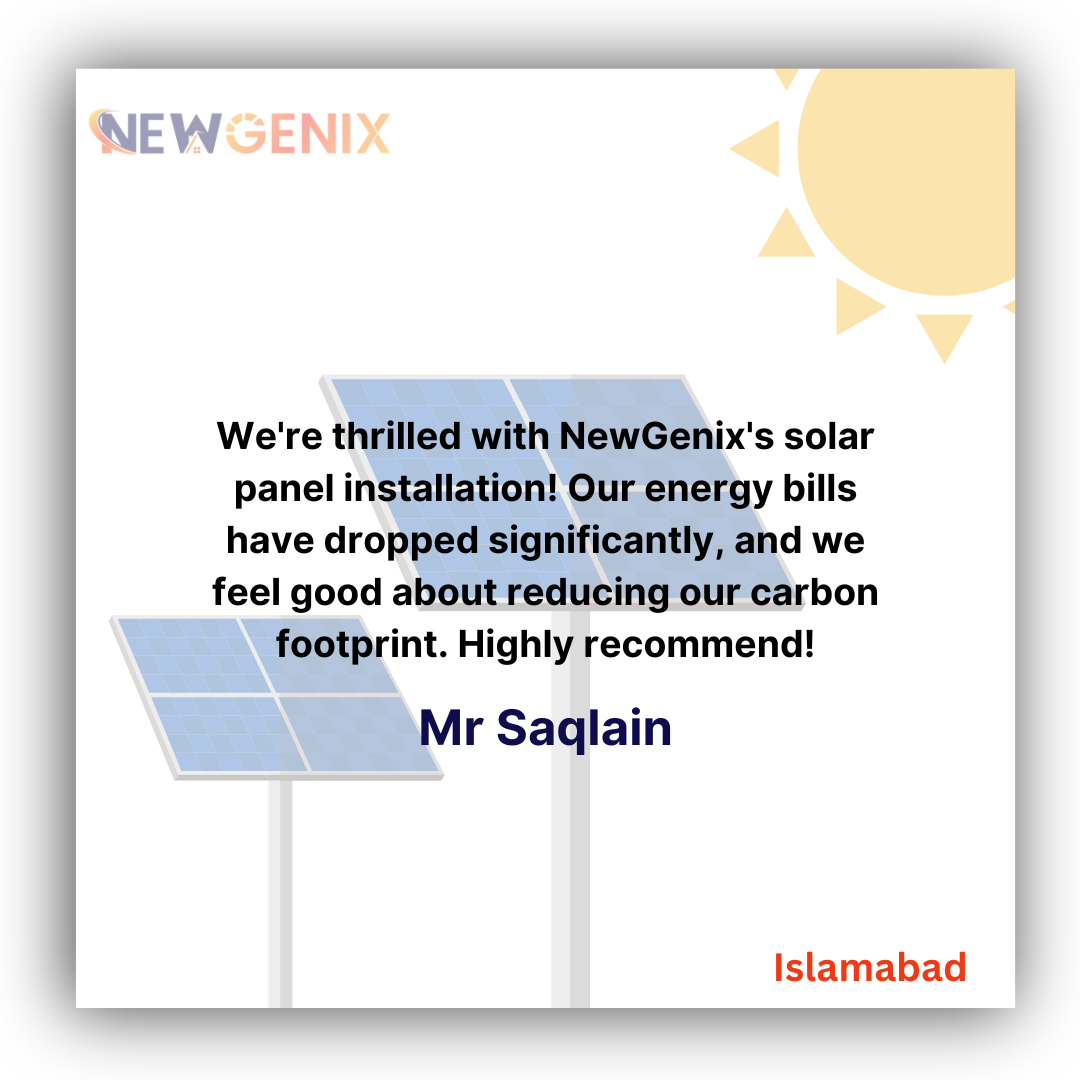 Choosing NewGenix for our solar panel project was the best decision. The installation process was smooth, and we've seen immediate savings on our electricity bills. Fantastic service all around! (4)